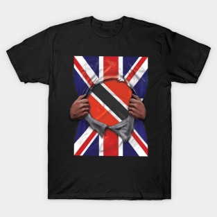 Trinidad And Tobago Flag Great Britain Flag Ripped - Gift for Trinidadian And Tobagoan From Trinidad And Tobago T-Shirt